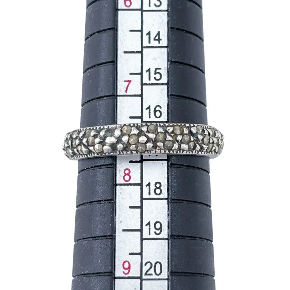 Vintage Sterling Silver 925 Marcasite Band Ring Size 7.5